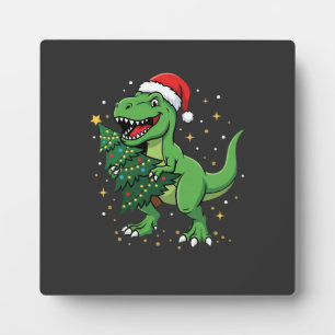 Plaque Photo Santa T Rex Dinosaure de Noël