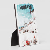 Plaque Photo Santorin Iles Grecques Aquarelle Voyage (Côté)