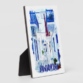 Plaque Photo Santorin Voyage bleu et blanc (Côté)