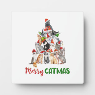Plaque Photo Sapin de Noël Chat Amoureux des Chats Noël Fêtes