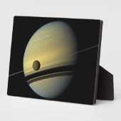 Plaque Photo Saturn & Titan Cassini Photo spatiale (Côté)