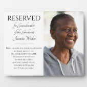 Plaque Photo Sauvez un siège grand-mère du Mémorial des diplômé (Devant)