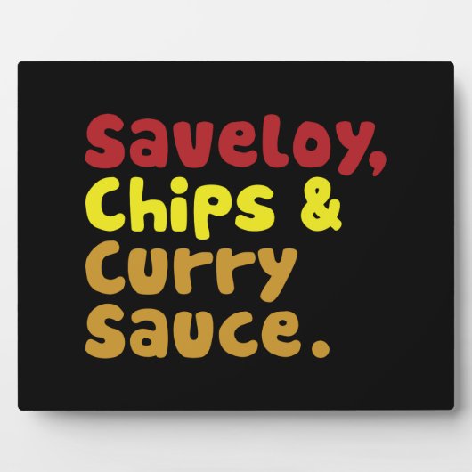 Plaque Photo Saveloy, chips & Curry Sauce. (Devant)