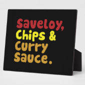 Plaque Photo Saveloy, chips & Curry Sauce. (Côté)