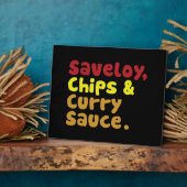 Plaque Photo Saveloy, chips & Curry Sauce. (Côté)