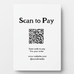 Plaque Photo Scanner pour payer la commande QR code ajouter un