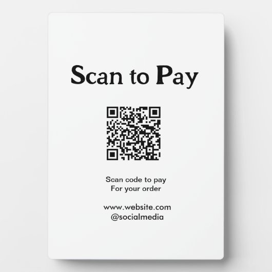 Plaque Photo Scanner pour payer la commande QR code ajouter un (Devant)