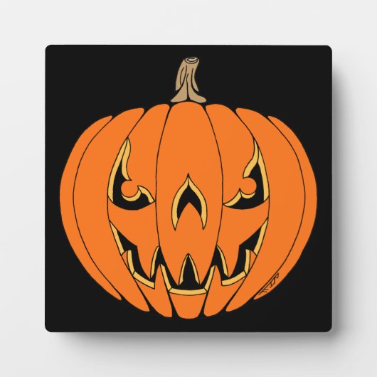 Plaque Photo Scary Jack-o'-Lantern Halloween Design (Devant)