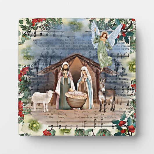 Plaque Photo Scène de la Nativité, Joy to the World, (Devant)