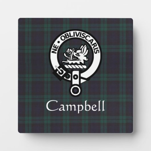Plaque Photo Scottish Campbell Crest Badge & Tartan (Devant)