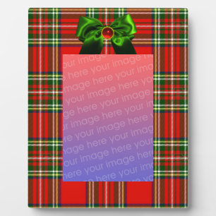 PLAQUE PHOTO SCOTTISH TARTAN AND RED GREEN BOWS CHRISTMAS PARTY
