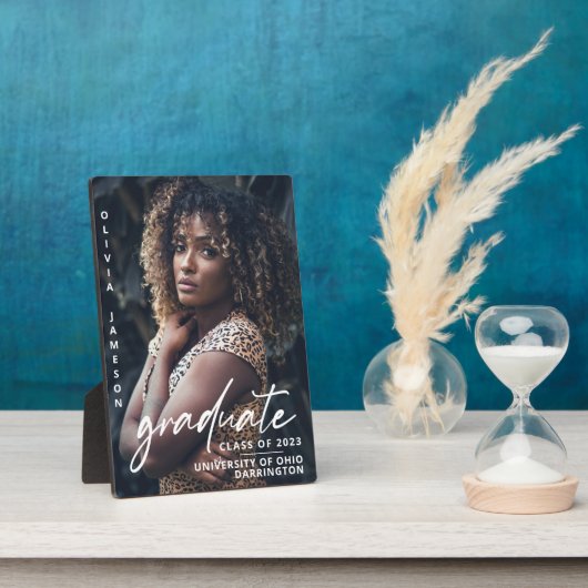 Plaque Photo Script manuscrit moderne | Photo (Côté)