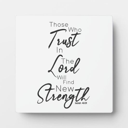 Plaque Photo Script minimal Police Bible Verse Isaïe 40:31 (Devant)