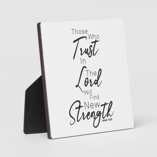 Plaque Photo Script minimal Police Bible Verse Isaïe 40:31 (Recto)