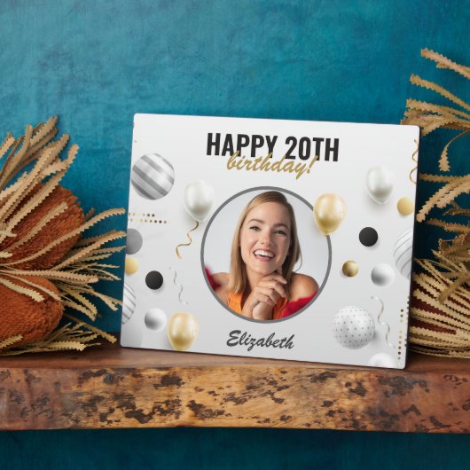 Plaque Photo Script moderne Joyeux anniversaire personnalisé ca (Côté)