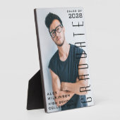 Plaque Photo Script moderne Trendy Graduation Guy Photo (Côté)