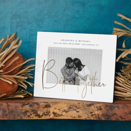 Plaque Photo script or une photo enregistrer la date fiançaille (Côté)