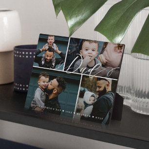 Plaque Photo Script papa   Happy Fête des pères 4 Photo Collage