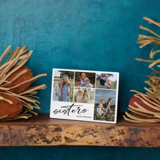 Plaque Photo Script Soeurs | Photo Collage de soeurs (Côté)