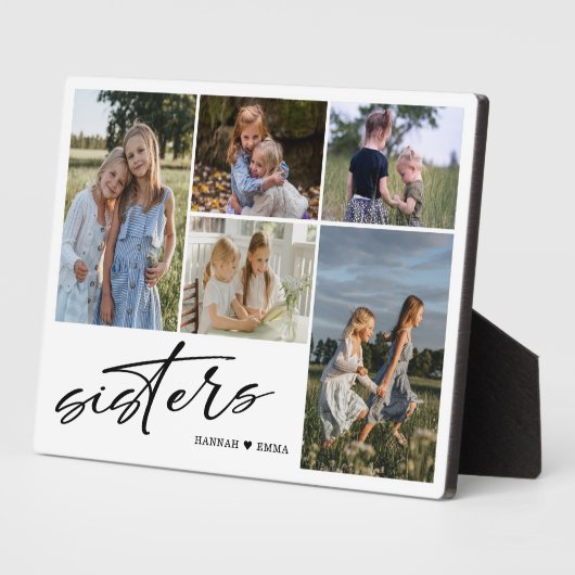 Plaque Photo Script Soeurs | Photo Collage de soeurs (Côté)