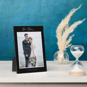Plaque Photo Script Vows mariage et trame noire minimale