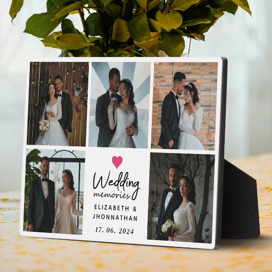 Plaque Photo Script Wedding Memories Heart Couple Photo Collage