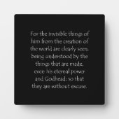 Plaque Photo Scripture Quote Romans 1 20 (Devant)