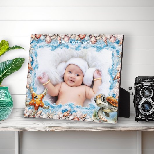Plaque Photo Seashells, Turtle, Starfish Kids Photo Frame
