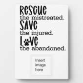 Plaque Photo Secourir Enregistrer l'amour Personnalisé Pet Adop (Devant)