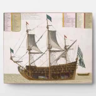 Plaque Photo Section through a French first-rate ship of 104 ca