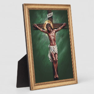 Plaque Photo Seigneur Jésus-Christ sur la Croix Dessin à la cra