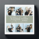 Plaque Photo Sentimental Photo Collage Mimi Keepsake<br><div class="desc">Create the perfect gift for the most amazing mom with our easy-to-use template, featuring six photos of cherished memories and the cute saying 'Mimi, Our favorite human' on a sage green colored background that can be changed to your choice of colors. Complete with your child/rens name and a cute "we...</div>