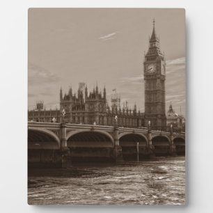 Plaque Photo Sepia Big Ben Tower Palace de Westminster