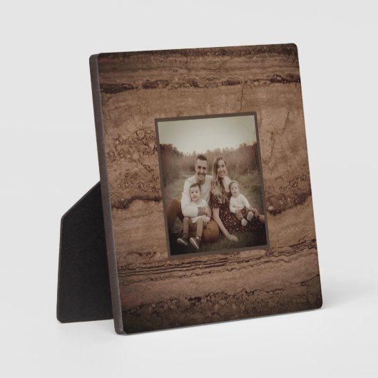 Plaque Photo Sepia noir brun tan Granite pierre (Recto)