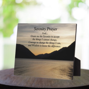 Plaque Photo Serenity Prayer Lake Sunset Photo
