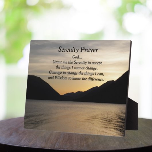 Plaque Photo Serenity Prayer Lake Sunset Photo