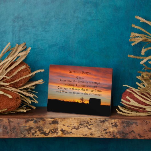 Plaque Photo Serenity Prière Coucher de soleil Silhouette Paysa (Côté)