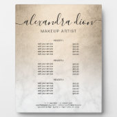 Plaque Photo Services d'artiste maquillage en marbre blanc en o (Devant)