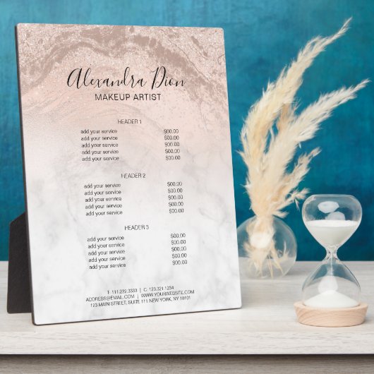 Plaque Photo Services de maquillage en marbre de parties scinti (Côté)