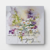 Plaque Photo Servir le Seigneur avec joie floral (Devant)