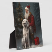 Plaque Photo Setter anglais avec Noël Festif du Père Noël (Côté)