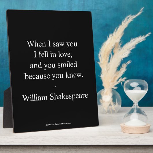 Plaque Photo Shakespeare Quote - I Fell In Love (Côté)