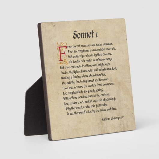 Plaque Photo Shakespeare Sonnet 1 Parchment (Recto)