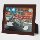 Plaque Photo Sheep Town Painting by Alfred Fox (Côté)