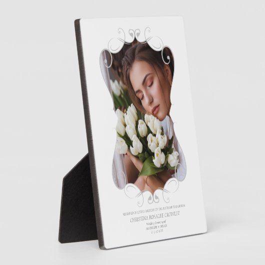 Plaque Photo Siège Mariage Ornemental Réservé Hommage Aimé Un (Côté)