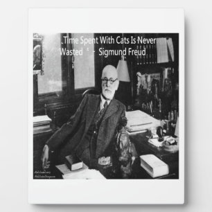 Plaque Photo Sigmund Freud Dans Son Bureau & Citation de Chat D
