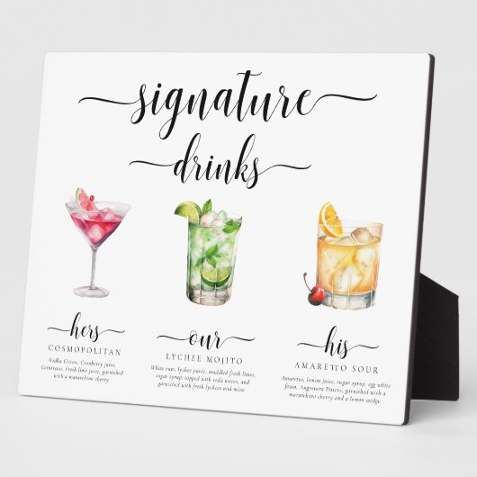 Plaque Photo Signal boisson Leyton Modern Minimal Signature (Côté)