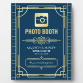 Plaque Photo Signe Art Déco Mariage Photo Booth Gold Blue (Devant)