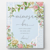 Plaque Photo SIGNE Bleu Chinoiserie Baby shower Mimosa Bar (Devant)