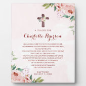 Plaque Photo Signe de prière rose rose florale Baptême (Devant)